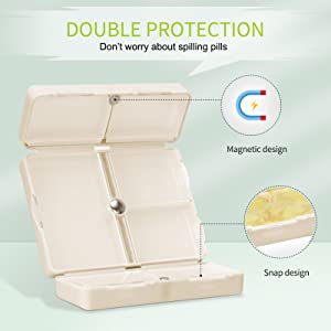 🔥BUY 2 GET 1 FREE - Daily Pill Organizer, 7 Compartments Portable Pill Case Travel Pill Organizer,[Folding Design]Pill Box